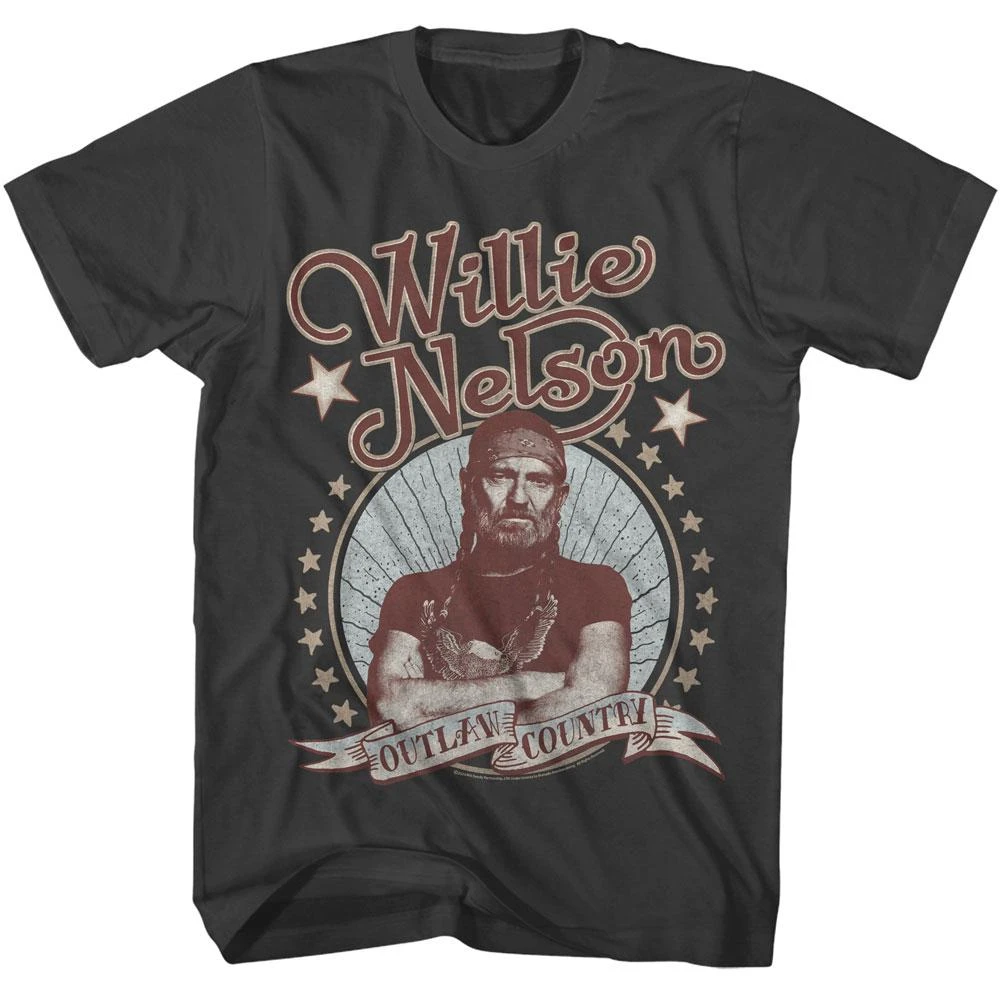 Willie Nelson Country Music Outlaw Charcoal Grey Shirt Loose Fit Casual T-Shirt Unisex All-Season Pure Cotton Base Layer T-Shirt