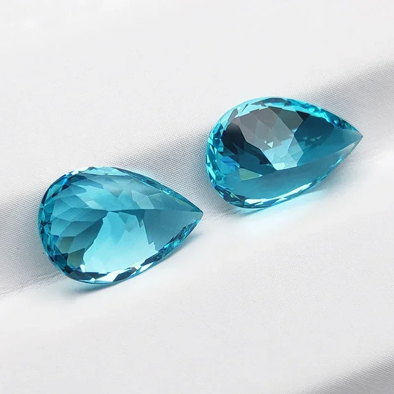 新しいラボグロウンパライバサファイアペアシェイプチャームビーズ DIY ジュエリー作成ペンダントイヤリング材料選択可能な AGL レポート