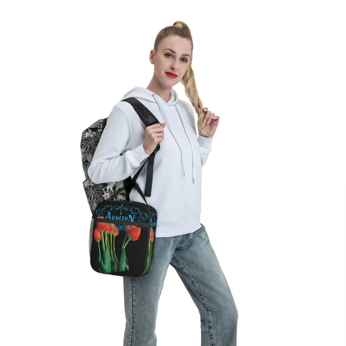 Addison Rae 2025 nuevo álbum bolsa de almuerzo caja de almuerzo escolar para mujer bolso de mano térmico estampado impermeable bolsa refrigeradora portátil con cremallera