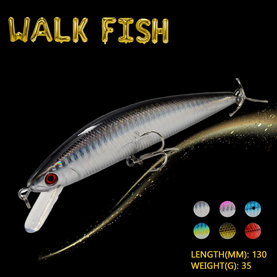 

WALK FISH 1 шт. гольян 130 мм/35 г бионический 3D фишаид жесткий Тонущая приманка Jerkbait воблер свимбейт окунь Щука профессиональная рыболовная приманка