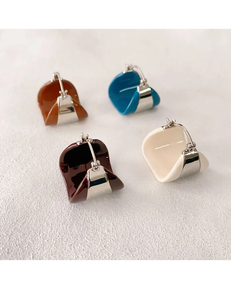 MM Triangle Irregular Enamel Multi-color Stud Earrings Same Niche All-match DA Design Sense Simple Multi-color