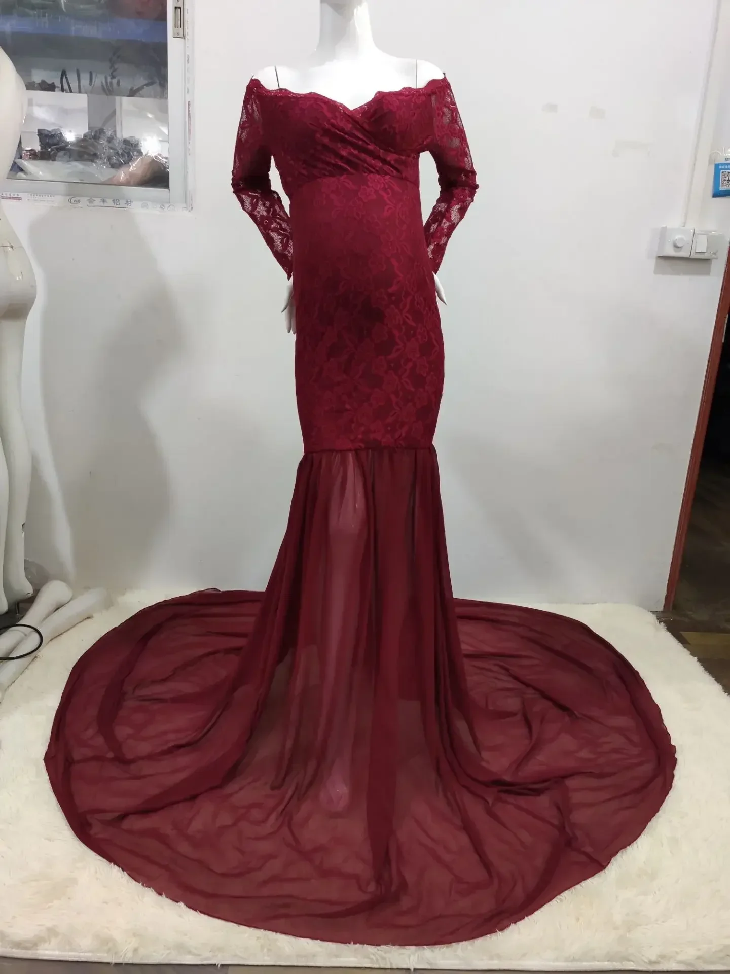 Vestido de noiva de renda longa para grávidas, fotografia maternidade, fotografia, roupas de verão, vestido novo