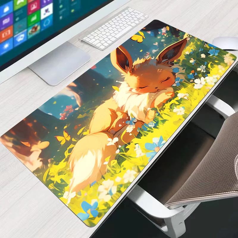 Alfombrilla de ratón de ordenador de Anime, alfombrillas de ratón de Pokemon Eevee para Gamer, alfombrilla de ratón para juegos, alfombrilla suave para escritorio, alfombrilla para teclado de ordenador portátil de oficina, alfombra para ratón