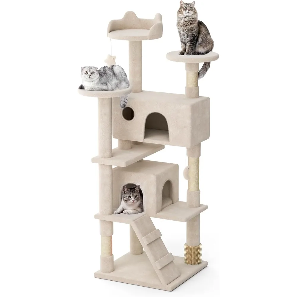 

Magshion Cat Tree 60 Cats Tower for Indoor Cats, Multi-Level Cat Condo with Scratching Post, Top Perch, Sisal Board and Dangling