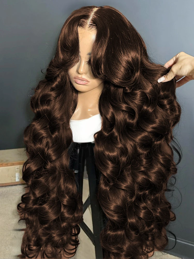 

HD Chocolate Brown 13x4 Body Wave Lace Front Wig Brazilian 13x6 Lace Frontal Wigs Woman Remy Colored Human Hair Wigs Pre Plucked