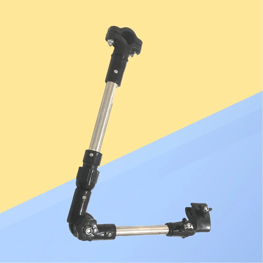 حامل مظلة قابل للتعديل مكون من قسمين لمقود الدراجة وحامل دوار من الفولاذ المقاوم للصدأ ABS لحماية من المطر من الشمس باللون الأسود #6