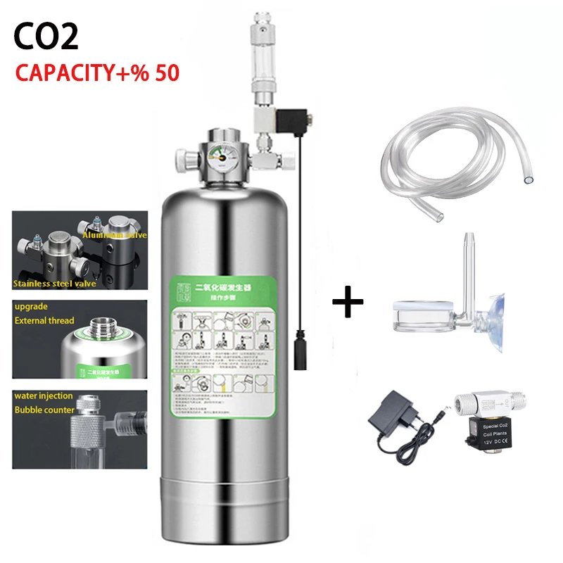 

Генератор CO2 для аквариума «сделай сам», электромагнитный клапан, счетчик пузырей, водные растения, аквариум CO2, реакция, стальной цилиндр, генератор