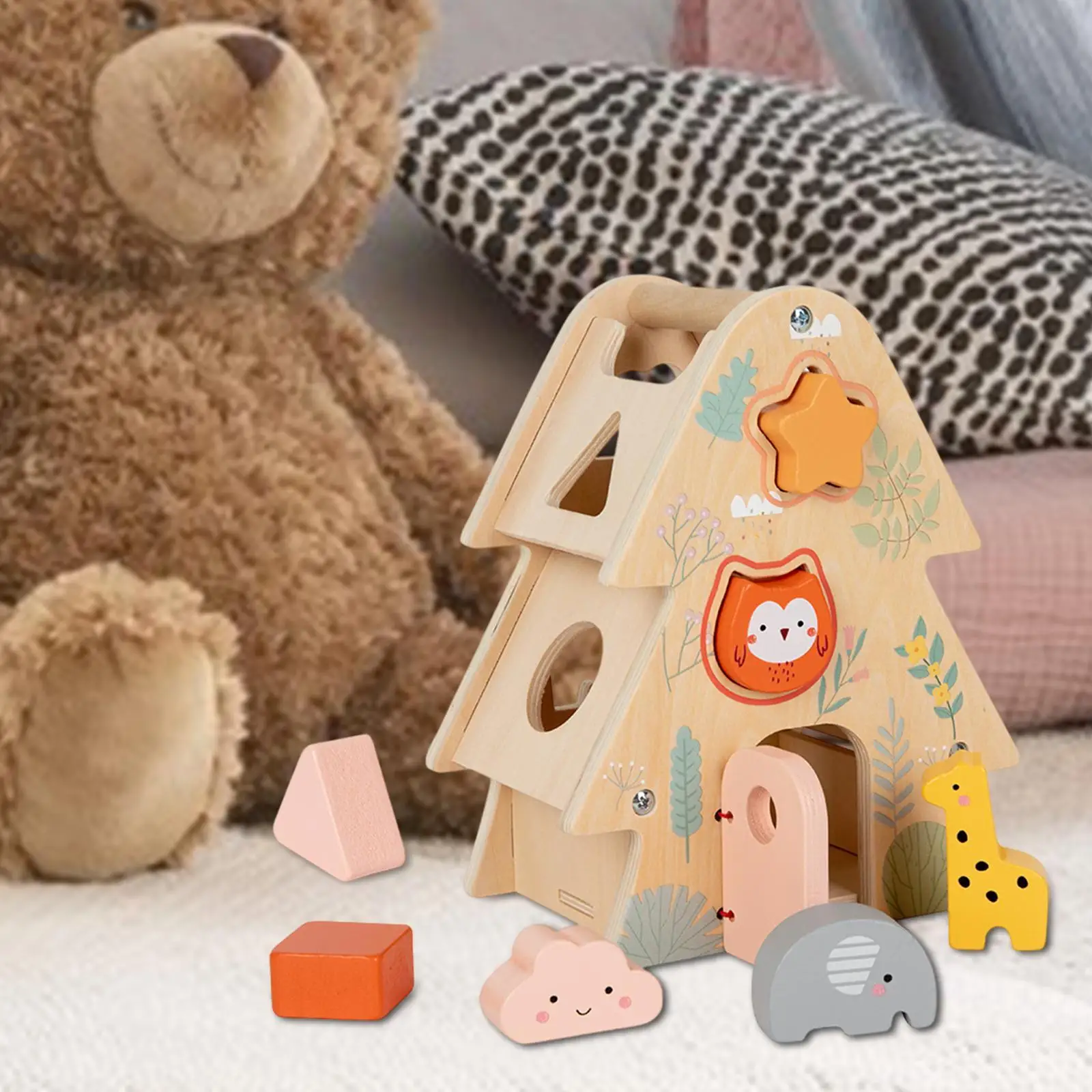 Blocs assortis, jouet d'apprentissage précoce, jouet classique en bois, forme de reconnaissance des couleurs