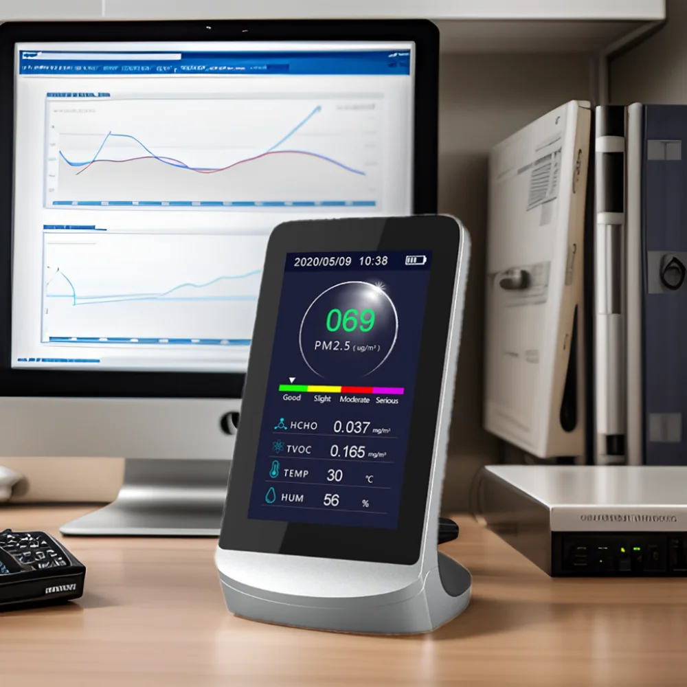 Multifunctionele DM72A Gasanalysator Populaire Desktop PM2.5/PM1.0/PM10/HCHO/TVOC Luchtkwaliteit Monitor Stof formaldehyde Detector