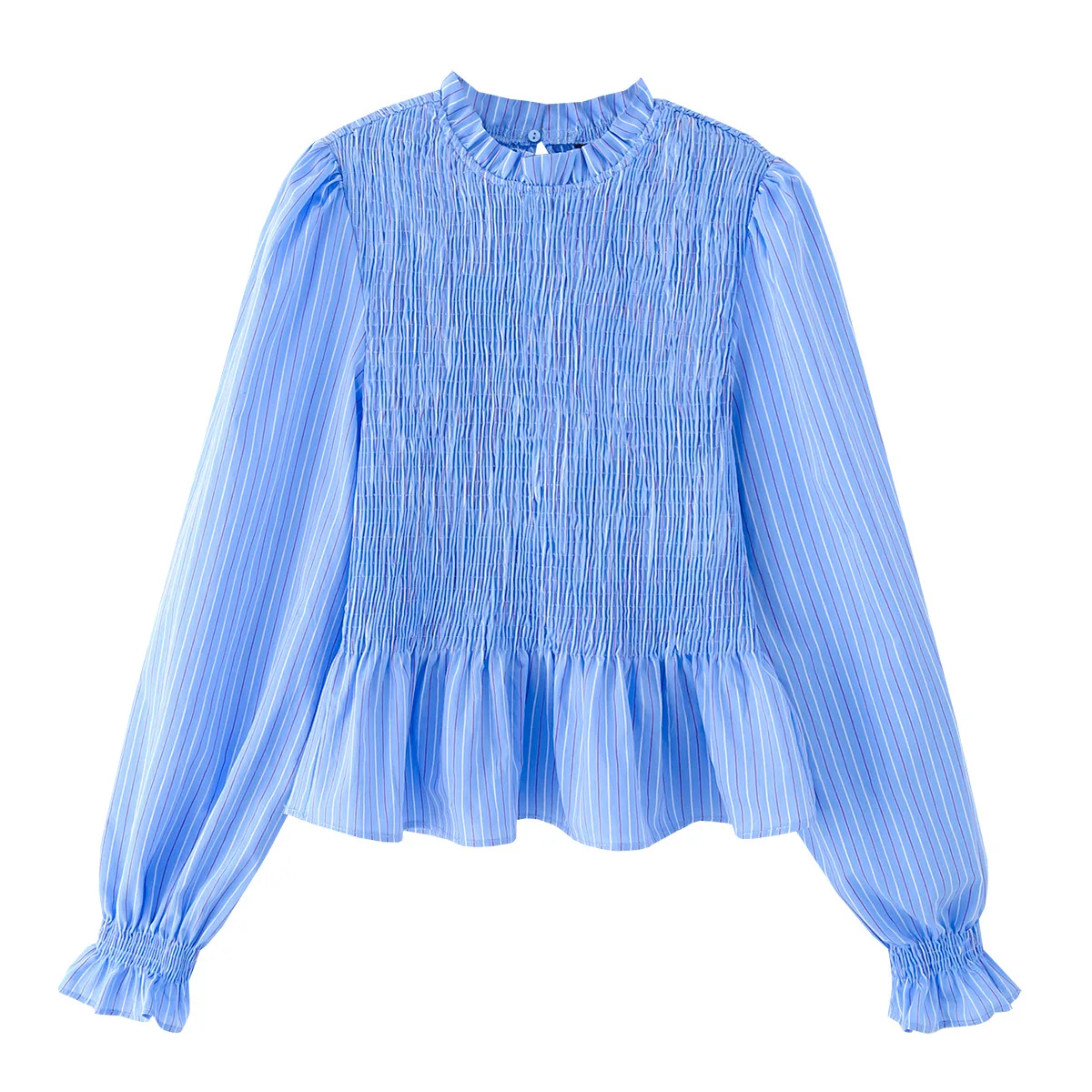 

Women's Fashionable Casual Long-Sleeve Stand-Collar Honeycomb Checkered Shirt