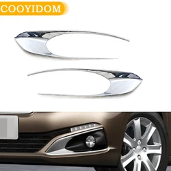 2PCS Car ABS Mirror Chrome trim For Peugeot 301 2017 Front Fog Light Box Cover Case Stickers Trim  shade hood Part Accessories