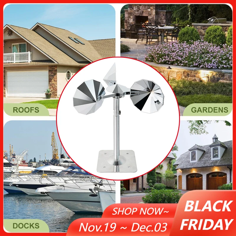 

Double-Sided Reflective Bird Repeller Carbon Steel Angle Adjustable Outdoor Bird Repellent Wind Powered Scare Devices for Garden