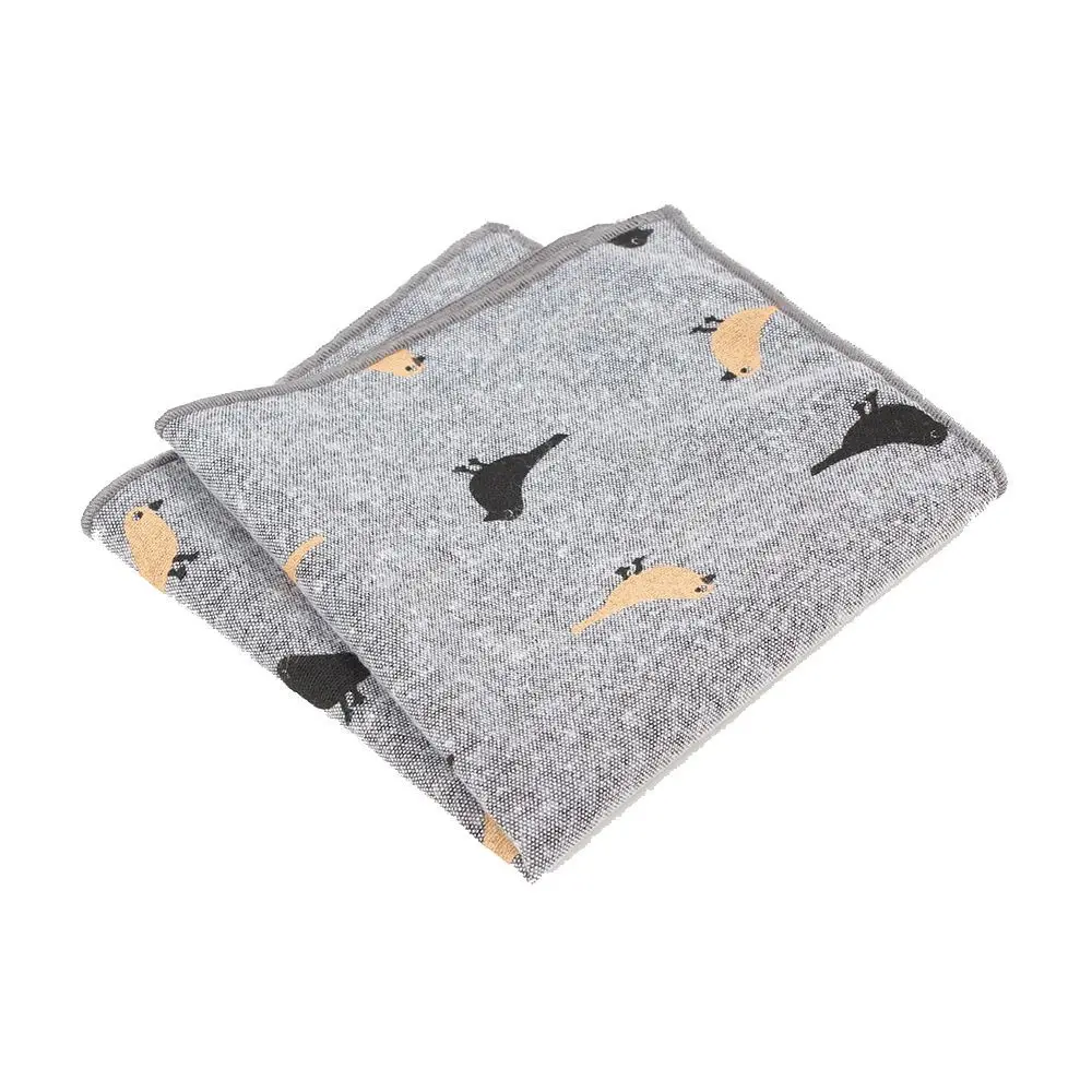 Vintage Fashion Men Formal Suit Bird Pattern Suit Accessories Handmade Pocket Square for Wedding Dress Party Handkerchief Hanky
