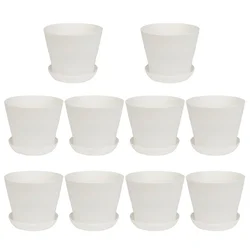 10pcs White Plant Pot Mini Plastic Flower Pot Succulent Plant Flowerpot Home Office Balcony Terrace Decor Gardening Planters