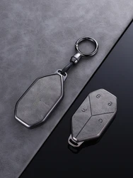 Suitable For BYD Leopard 5 2023 Simple Style Handmade Grey Leather + TPU Car Remote Key Case Cover