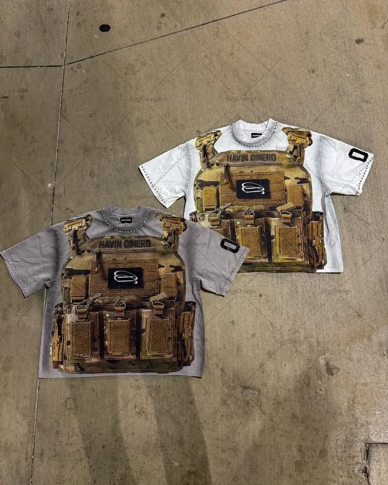 جديد عصري الهيب هوب الشرير الشارع الشهير الجرافيك القمم الرجال Y2K Harajuku ريترو المعتاد تي شيرت ملابس عادية القوطية خمر #4