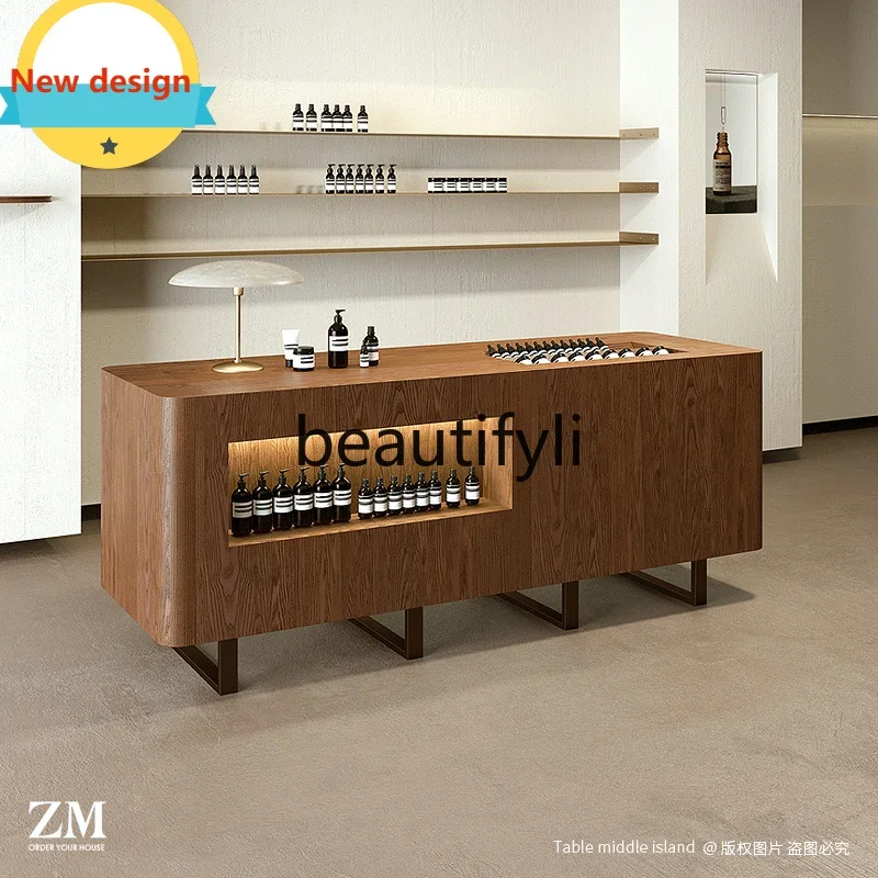 

Center Display Table for Skincare Products Display Cabinet Middle Placement Display Table