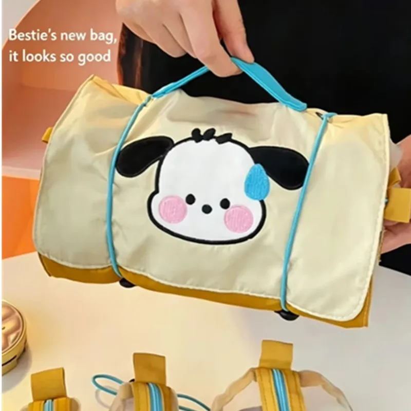 Portable Large Capacity Makeup Bag with Detachable Women's Mesh Design High Aesthetic Value Dog Pattern Storage Bag