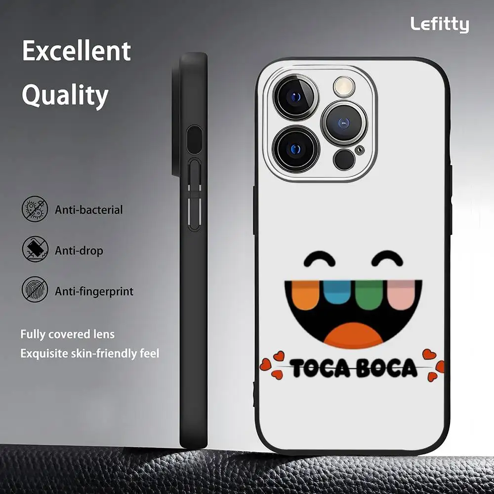 T-Toca B-Boca World للأطفال جراب هاتف آيفون 16 15 14 13 برو ماكس بلس صغير متجمد لينة شل فوندا للصدمات