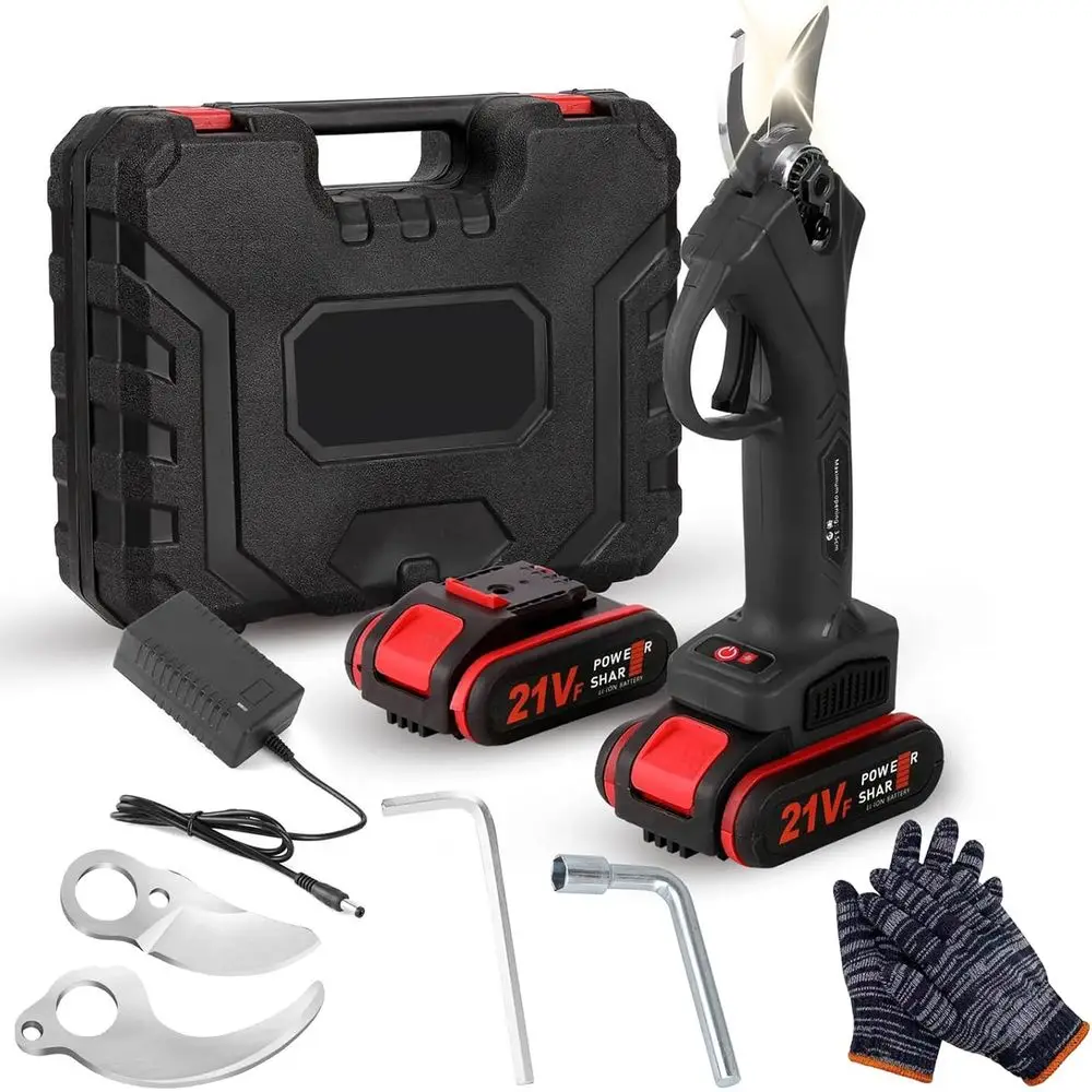 

Portable 1.2 Diameter Cordless Pruning Shears with 2x2000mAh Batteries and Replacement Blade Set