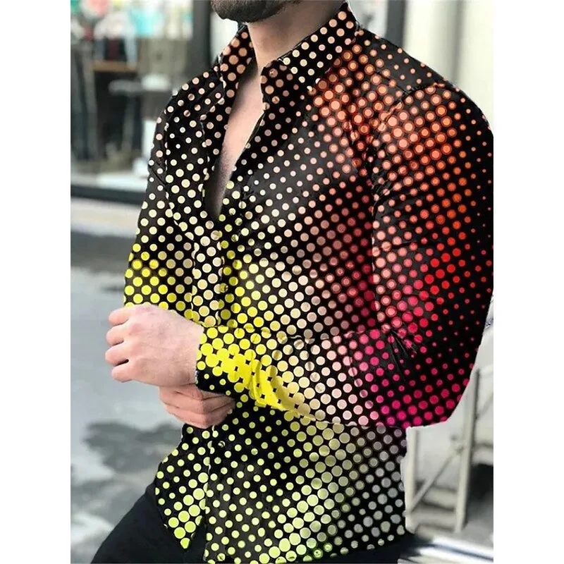 

2026 New Men's Autumn 3D Printed Long Sleeve Shirt Casual Fashion Shirt Men's Clothing