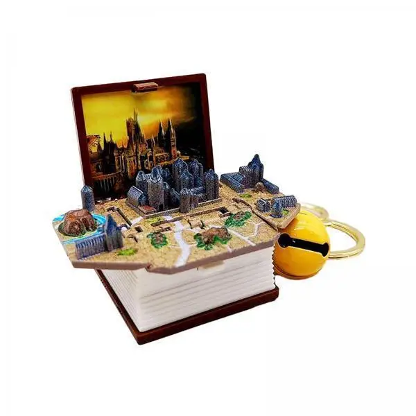 Student Party Favor Book Keychain 3D Castle Toy Foldable Bag Mini Keychain for Girls Boys Backpacks