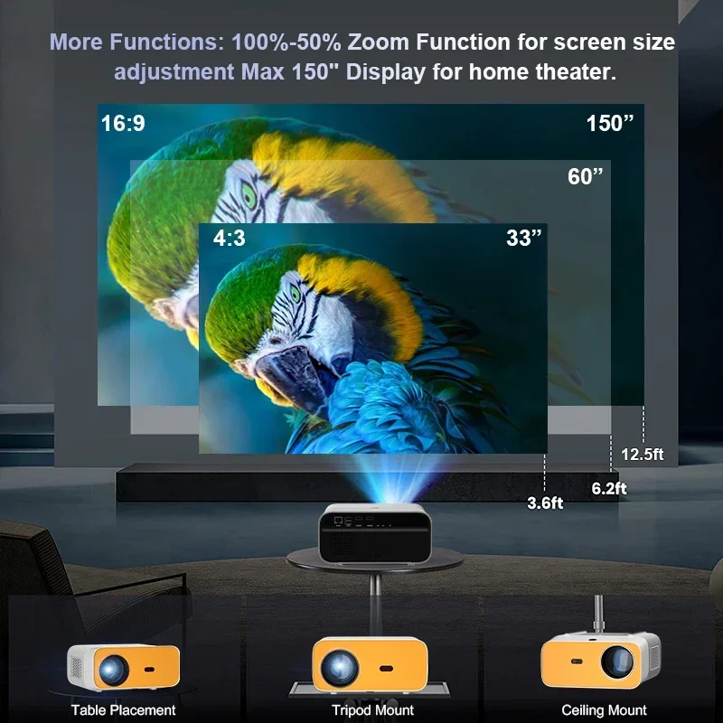 RD-890 hd wifi atv home cinma theatre system proyector 4k electric focus keystone bluetooth outdoor 1080p projector led