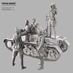 YUFAN MODEL1/35 Resin model kits figure beauty colorless and self-assembled 5people+tank YFWW-2228