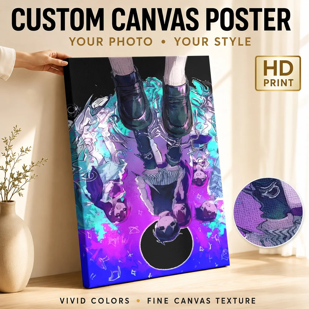 Omori Upside Down Character Framed Canvas Poster Customized Photo Minimalist Outlines Wall Art For Gaming Room Game Lover Gift