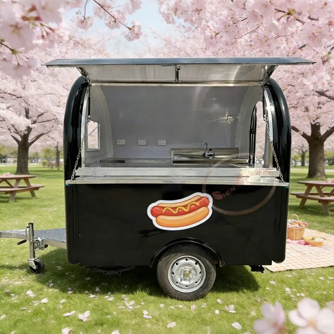 

Fiberglass Mobile Food Trailer Stainless Steel Kitchen Food Cart Fully Equipped for Street Business