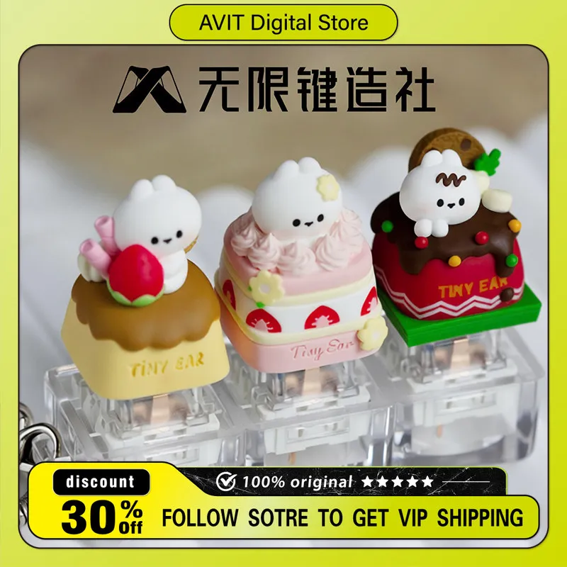 

Кастомные кейкапы в виде маленьких ушастых кроликов для механической клавиатуры Momozono Nanami ESC DIY для ПК, подарки для геймеров в стиле клубничного мусса