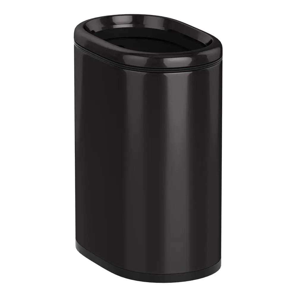 9L/2.4GAL Metal Bathroom Trash Can Black Bathroom Double Trash Bin，Narrow Garbage Can for Hotel,Office,RV (Black Gold)