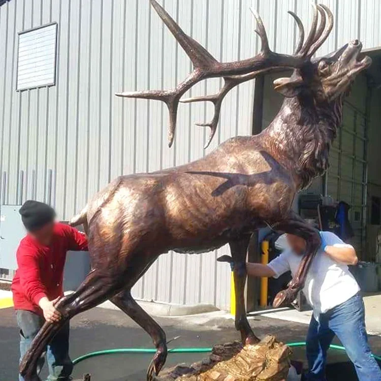 Life Size Large outdoor Antique Animal bronze elk deer statue sculpture