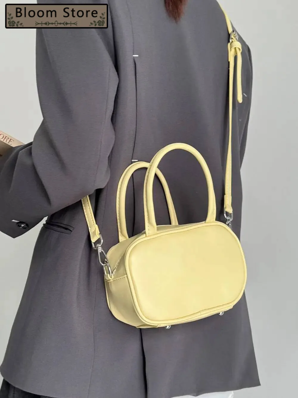 

Bloom Retro Yellow Square Women High Street Leather Casual Crossbody Bags Female Haruku Vintage Y2k Hand Bag Purse 2024