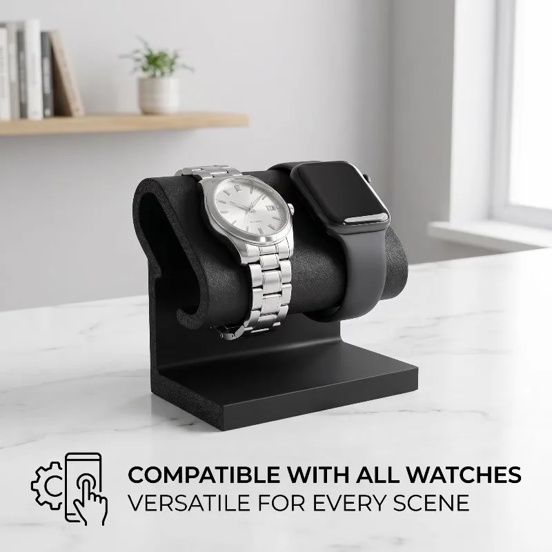 Dual Watch Jewelry Display Stand,Brushed Tabletop Organizer,Multi-Functional Watch Holder,Necklace/Ring Holder,Jewelry Box