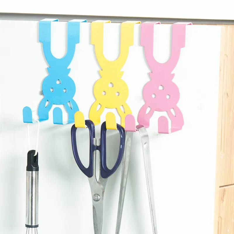 GUANYAO Two Hooks/set Hooks Up Cartoon Kitchen Hanging Holder Rack Gadget Hanger Humanoid Door Hook Kitchen Door Back Hooks