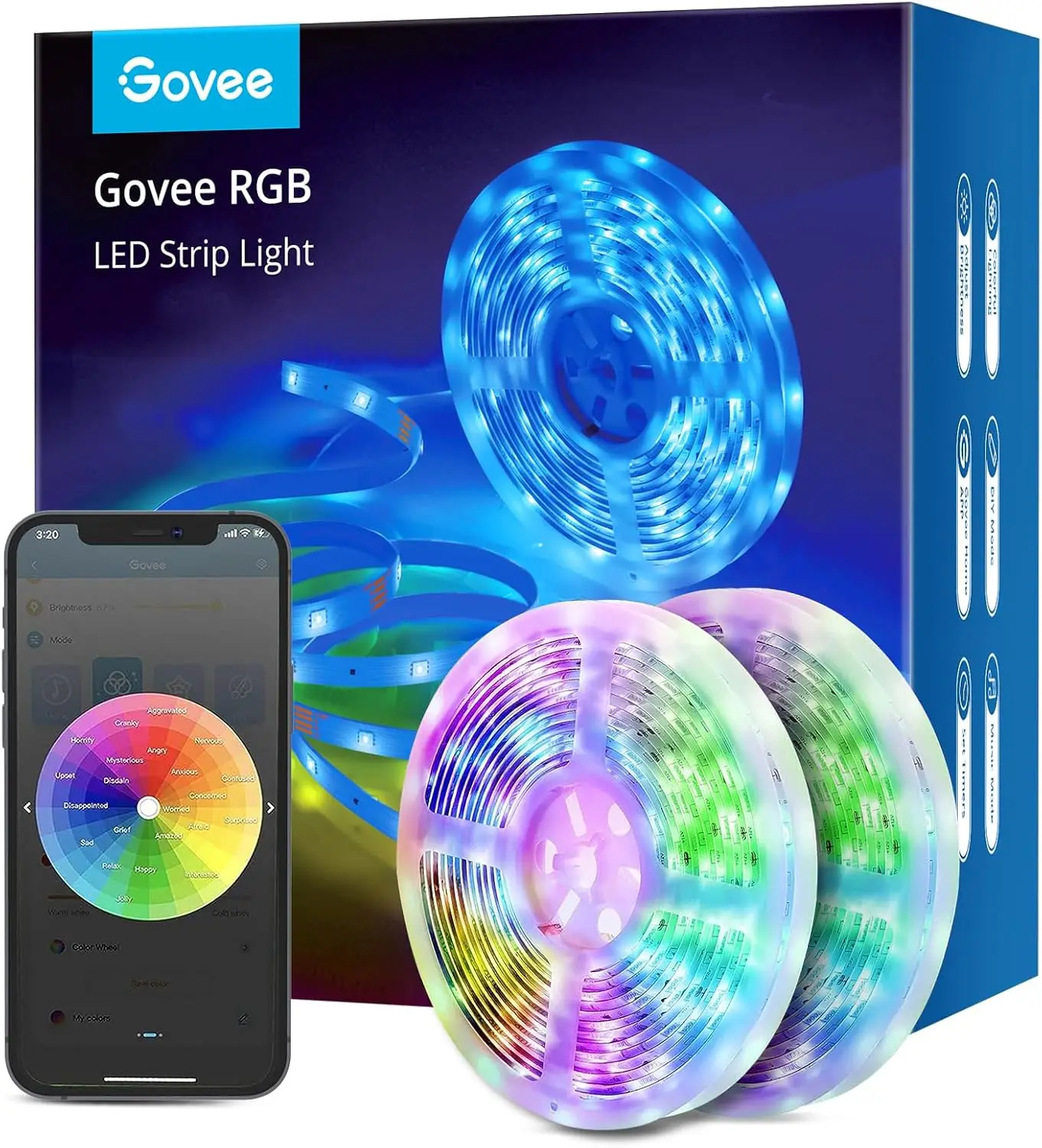 

Умные светодиодные ленты с Wi-Fi, 65,6 футов, RGB-подсветка с поддержкой Alexa и Google Home, синхронизация с музыкой для домашнего декора