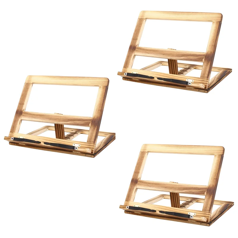 

ABWP-3X Foldable Recipe Book Stand,Wooden Frame Reading Bookshelf,Tablet Pc Support Stand