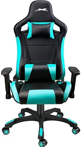 Gaming Chair, High Back PU Leather Office Chair, Adjustable Video Gaming Chairs, Swivel Racing Chair with Adjustable Armrest (Bl