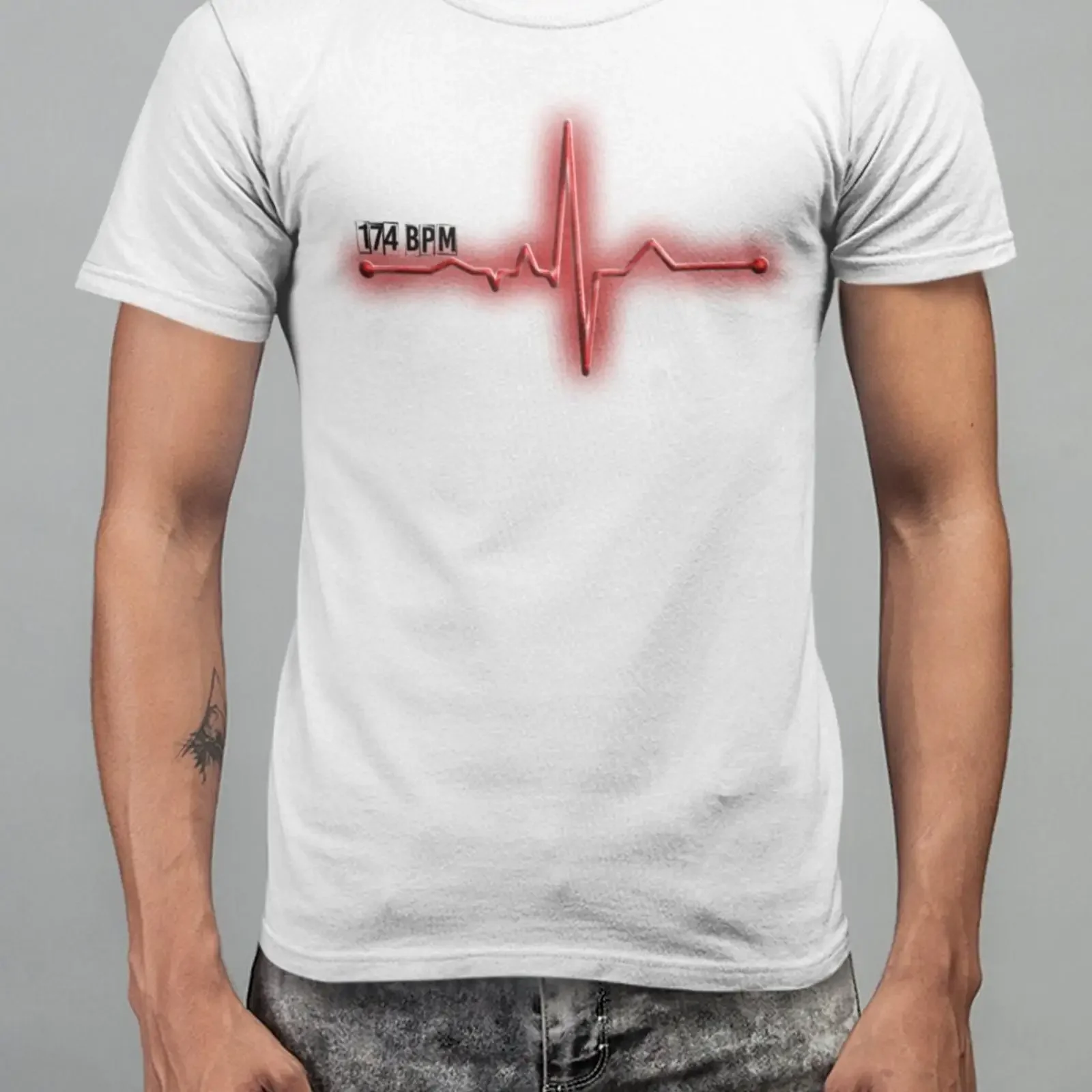 174 BPM DNB Herzfrequenz T-Shirt Drum and Bass Junglist DJ Raver Casual Top Vintage Gewaschene Streetwear Designerkleidung