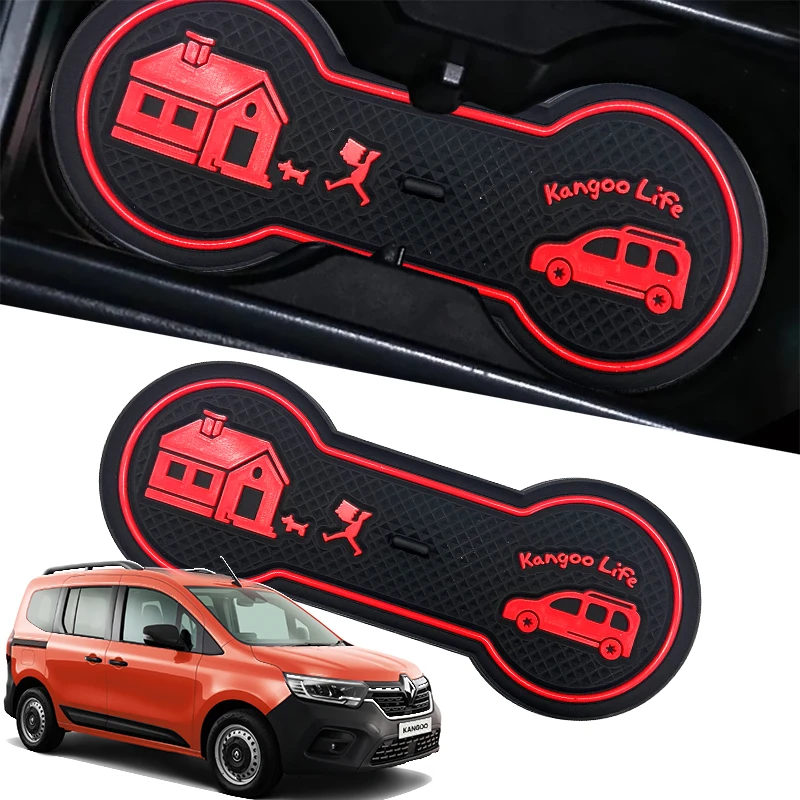 Non-Slip Car Cup Coaster Slot Pad For Renault  Kangoo 2021 2022 2023 Year Anti-Slip Mat Pocket Mat Interior Cup Holder Pad