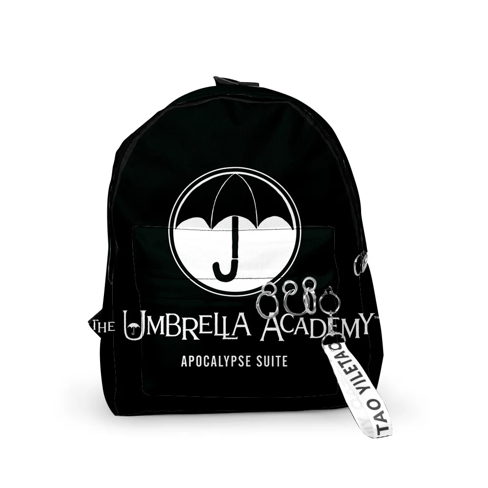 Рюкзаки Harajuku The Umbrella Academy для мальчиков и девочек, школьные сумки с 3D принтом, брелки, оксфордские водонепроницаемые милые маленькие рюкзаки