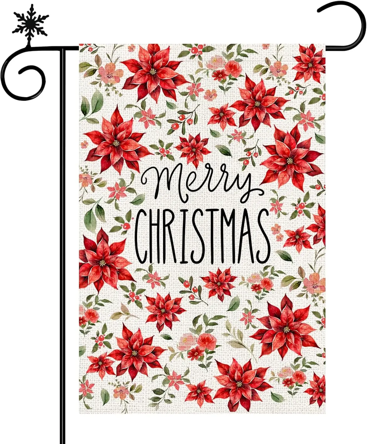 Christmas Garden Flag 12x18in Double Sided Poinsettia Merry Christmas Winter Red Floral Garden Yard Flag Xmas Holiday Seasonal O