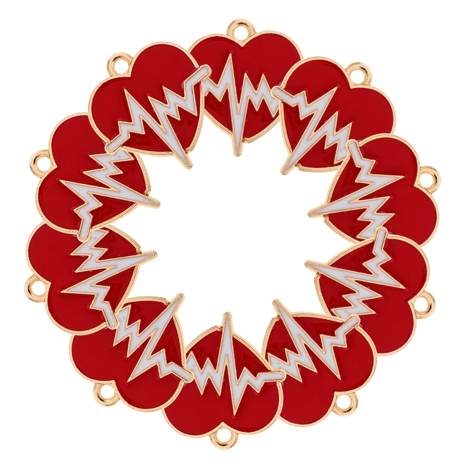 

10Pcs Red Heartbeat Electrocardiogram Pendants Alloy Charms for DIY Necklace Bracelet Jewelry Crafts Heartbeat Charms Pendants