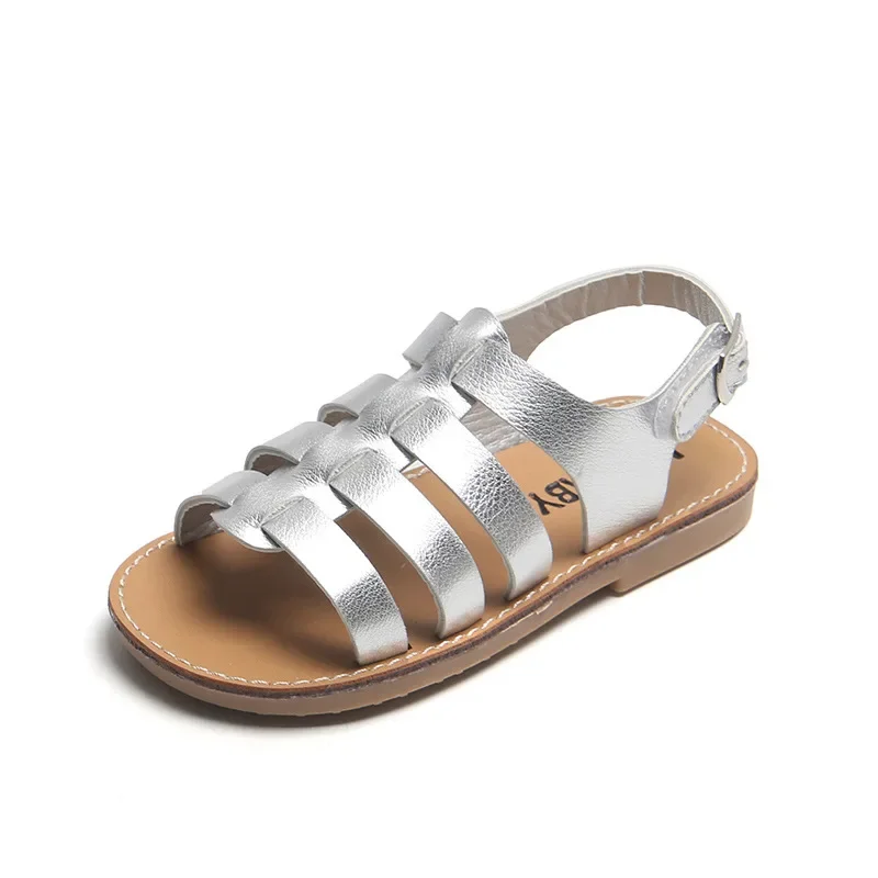 Sandalias romanas de Punta abierta para niños y niñas, chanclas planas informales, fondo suave, a la moda, Verano