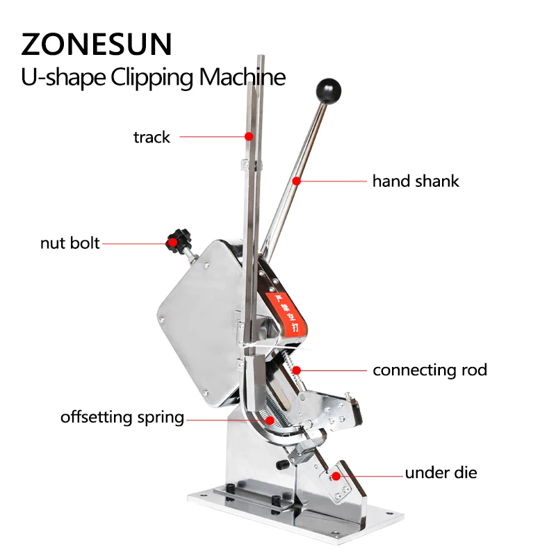 ZONESUN Manual U-shape Sausage Clipper Clipping Machine Maker Supermarket Tightening Sealing Machine No leakage of air & water