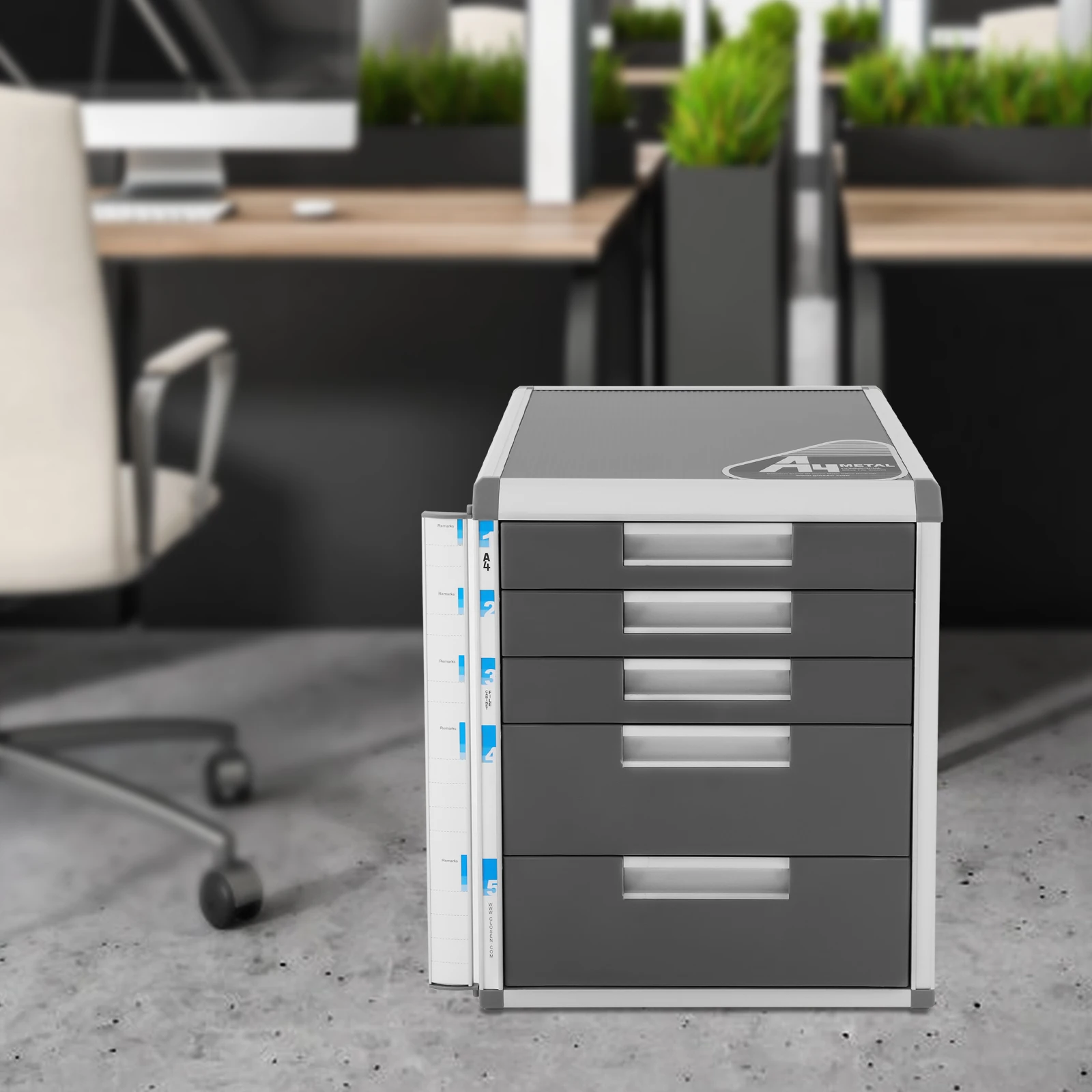 

5-Tier Aluminum Alloy File Storage Box w/ Lock, Rectangular Document Organizer, Multi-Layer Secure Filing Cabinet,10kg Capacity