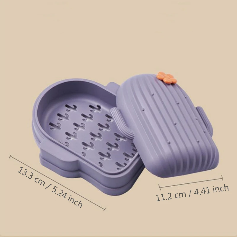 1pcs Creative Soap Box Cactus Shape Laundry Soap Sponge Dish Holder Bathroom Storage Travel Portable Waterproof Soap Case