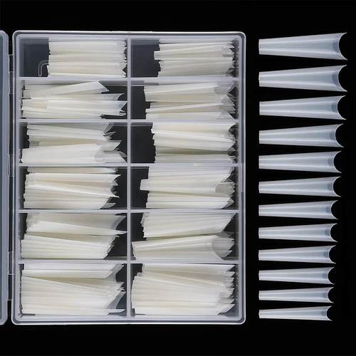 240 unids/caja puntas de uñas postizas cuadradas rectas Extra largas media cubierta uñas acrílicas artificiales puntas de uñas postizas prensa en herramienta de manicura