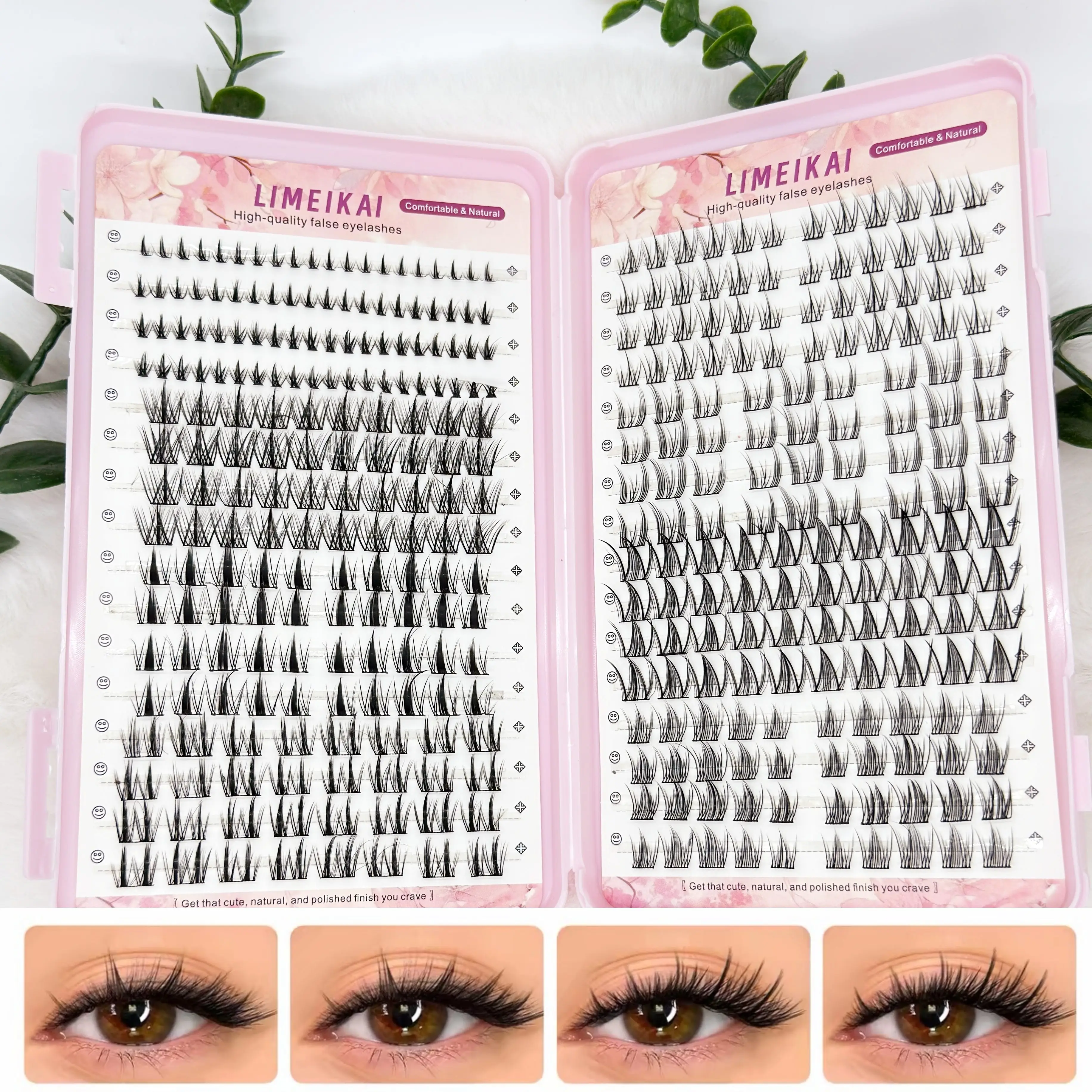 Limeikai Segmented DIY Cluster False Eyelashes,Mixed Lengths,Natural Dense Fairy-Like Hairs, Easy for Beginners, Multi-Size Pack